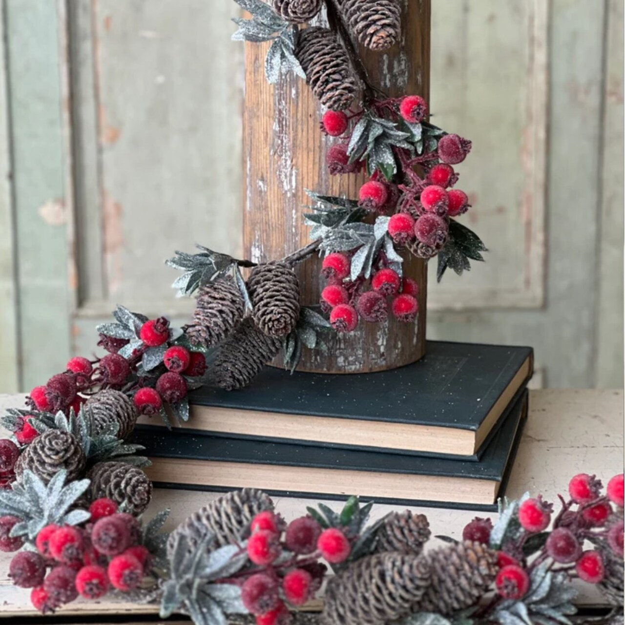 Frosted Berry and Pine Cone Garland | 5ft - Christmas Holiday Décor - Holiday Tree